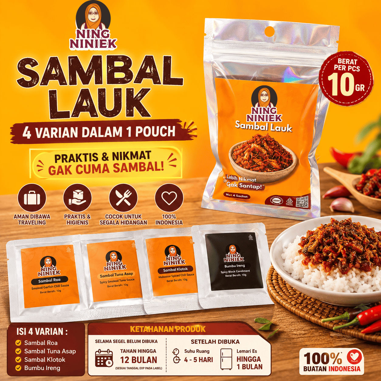 Paket Sambal Traveling Isi 4 Varian Mini Sachetc