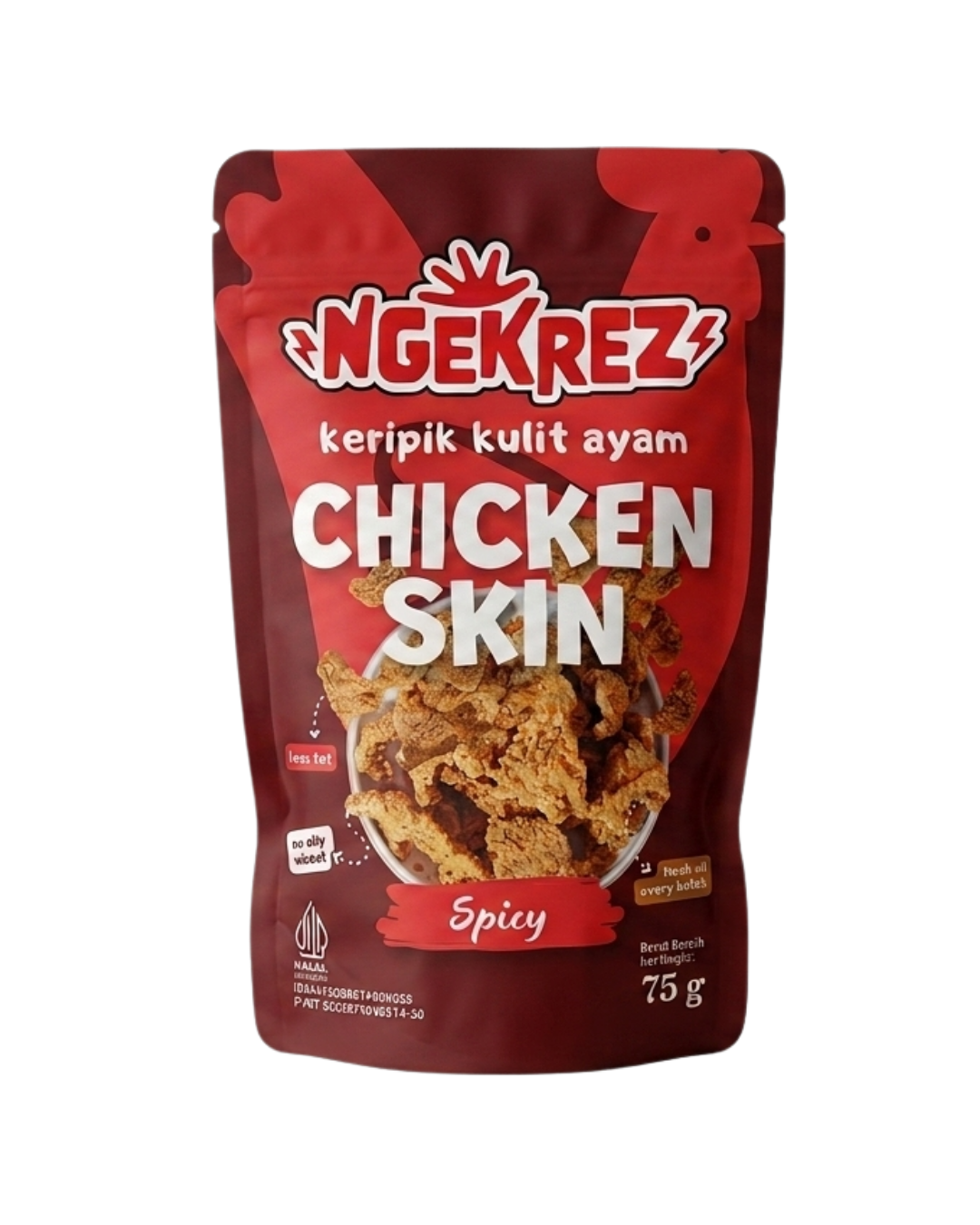 Spicy Keripik Kulit Ayam Krispi | NGEKREZ Chicken Skin Renyah Gurih Cemilan Enak Murah Snack Crispi Halal