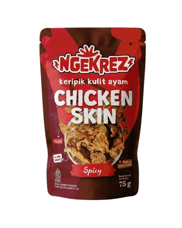 Spicy Keripik Kulit Ayam Krispi | NGEKREZ Chicken Skin Renyah Gurih Cemilan Enak Murah Snack Crispi Halal