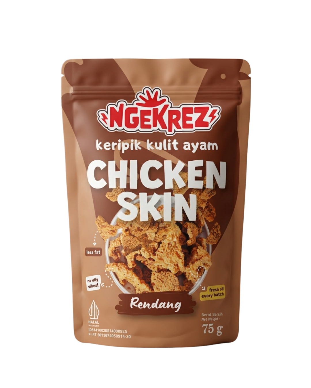 Rendang Keripik Kulit Ayam Krispi | NGEKREZ Chicken Skin Renyah Gurih Cemilan Enak Murah Snack Crispi Halal