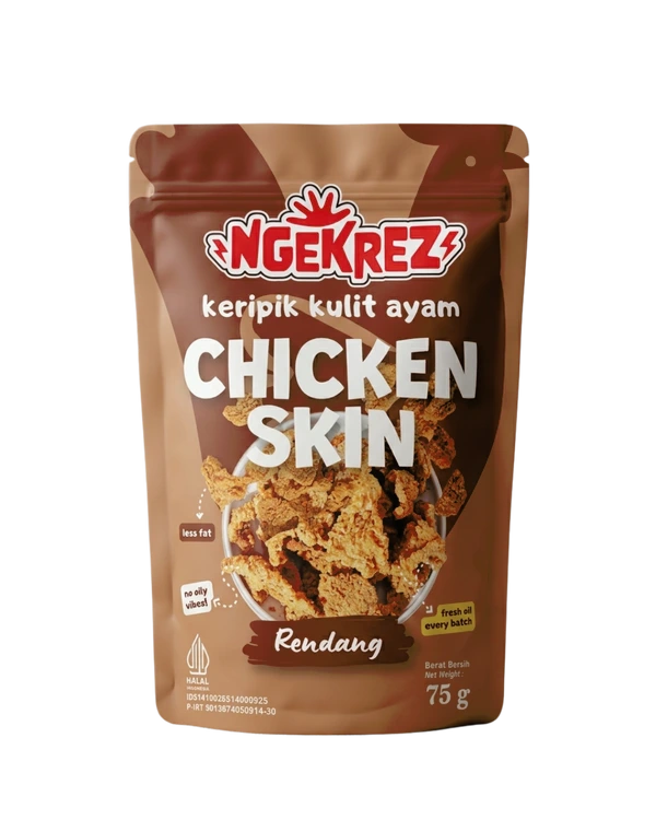 Rendang Keripik Kulit Ayam Krispi | NGEKREZ Chicken Skin Renyah Gurih Cemilan Enak Murah Snack Crispi Halal