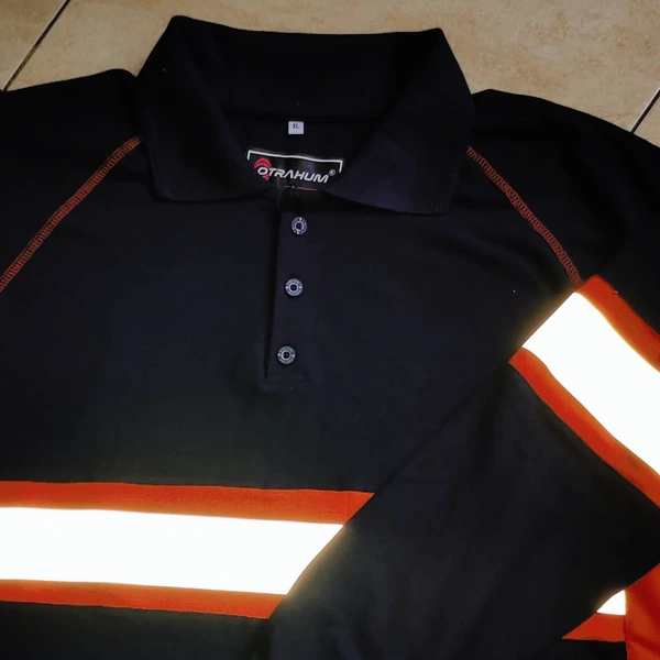 Kaos Kerah Safety Polo Shirt Hivis Reflectif Lengan Panjang Bahan Lacoste Cotton Seragam Kerja Lapangan
