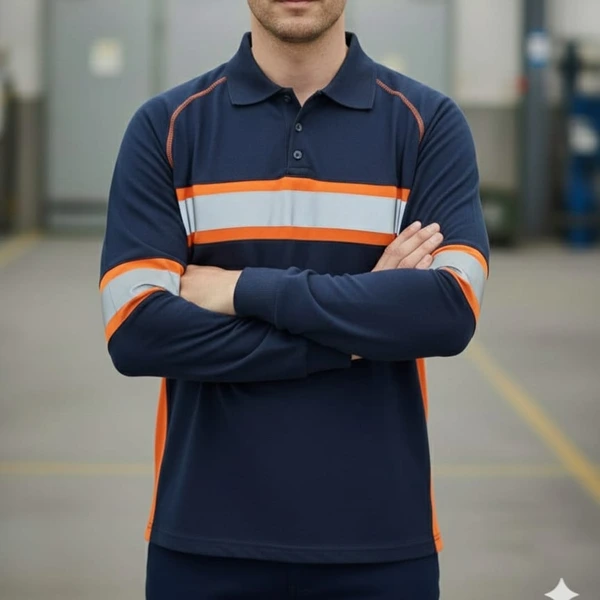 Kaos Kerah Safety Polo Shirt Hivis Reflectif Lengan Panjang Bahan Lacoste Cotton Seragam Kerja Lapangan
