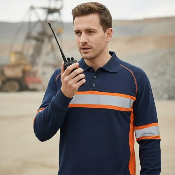 OTRAHUM Kaos Kerah Safety Polo Shirt Hivis Reflectif Lengan Panjang Bahan Lacoste Cotton Seragam Kerja Lapangan