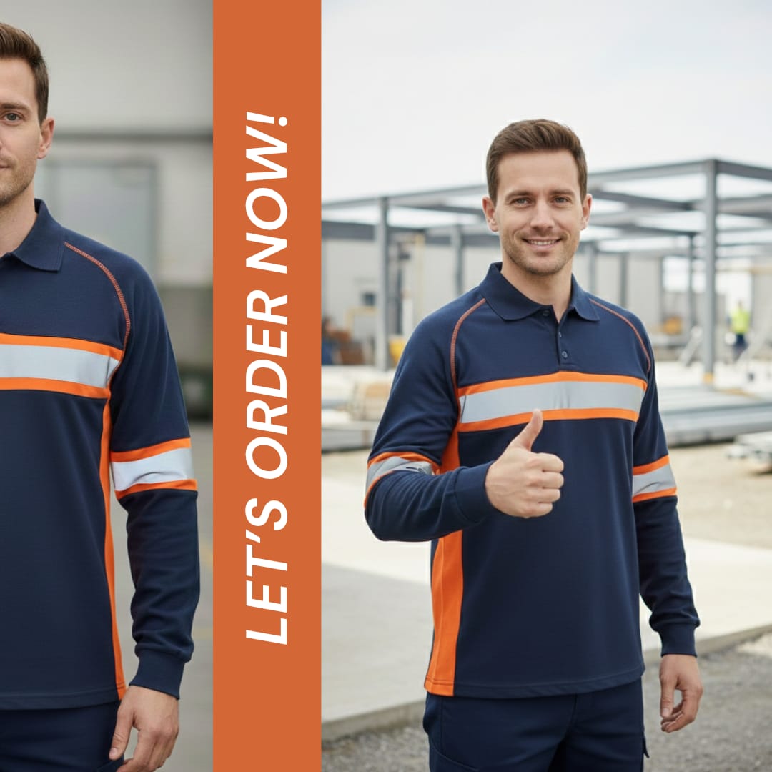 Kaos Kerah Safety Polo Shirt Hivis Reflectif Lengan Panjang Bahan Lacoste Cotton Seragam Kerja Lapangan