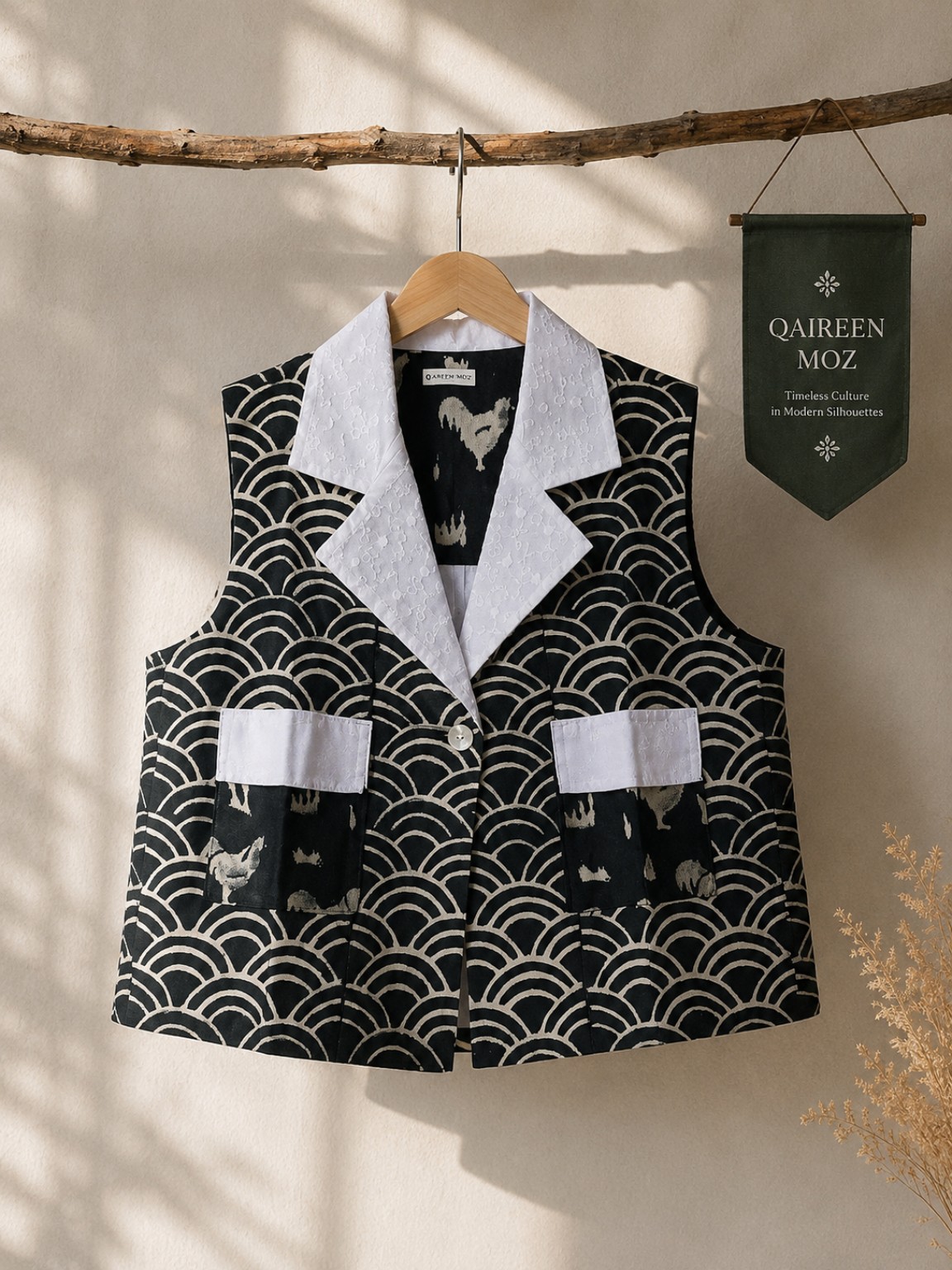 AZORA Vest | Vest Batik Pewarna Alam Wanita | V-Neck Modern | Limited Collection