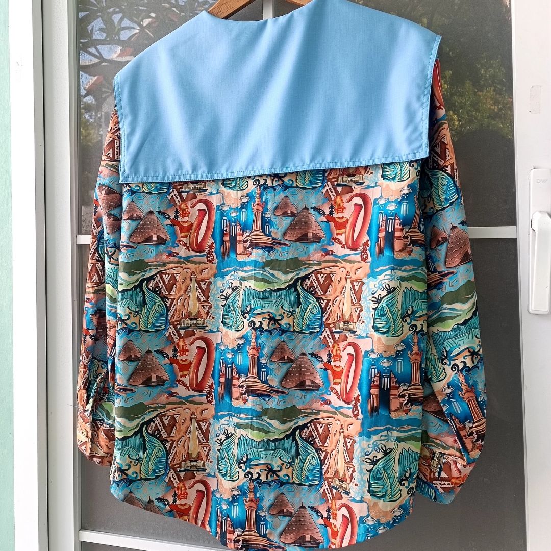 Blouse Wanita Katun Organik - Series Ruang Waktu (WITA) - Warna Biru