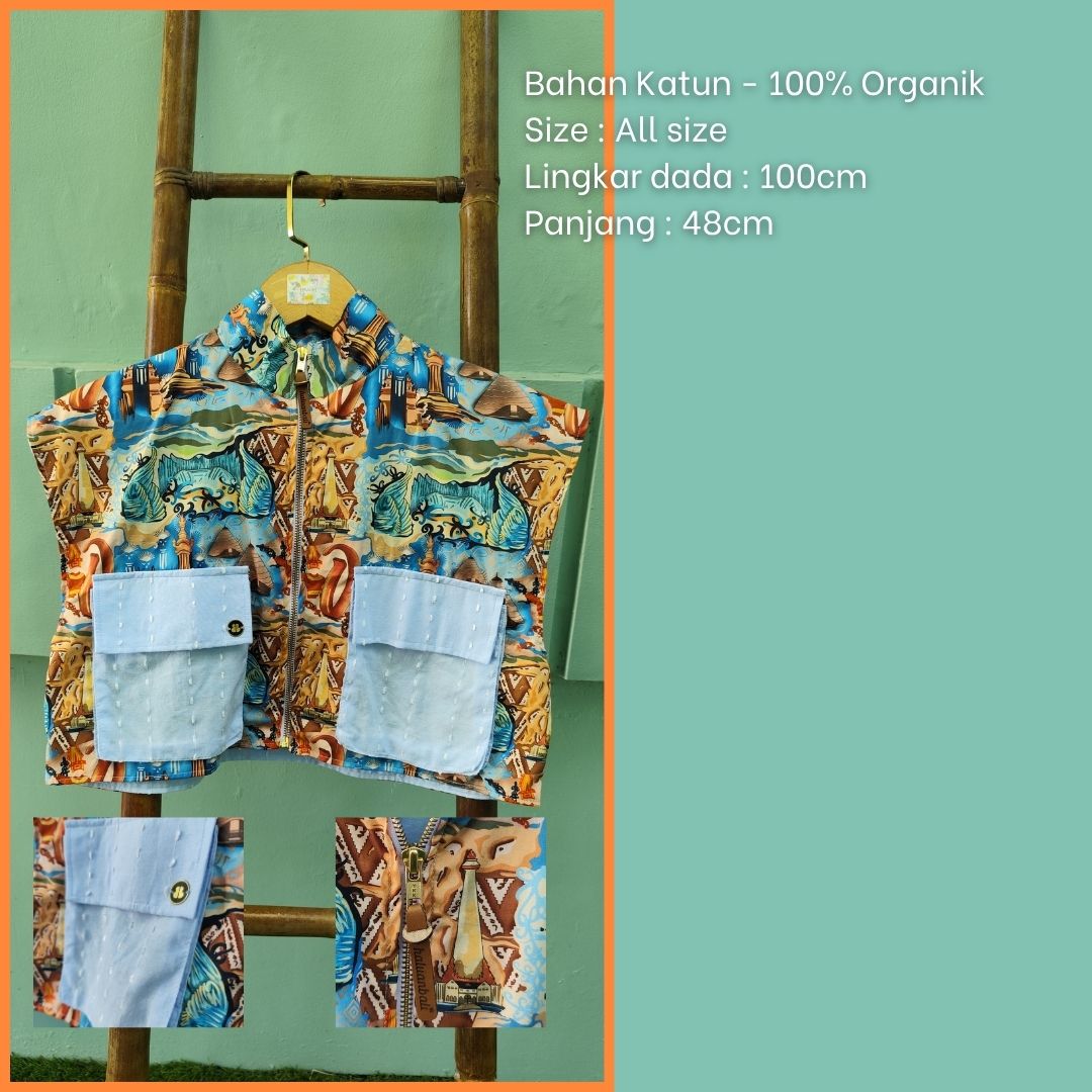 Vest Kantong Wanita Katun Organik - Series Ruang Waktu (WITA)