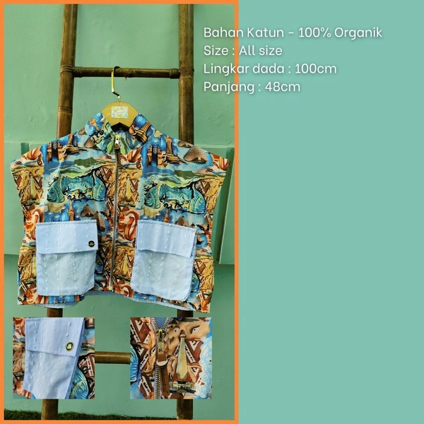 Vest Kantong Wanita Katun Organik - Series Ruang Waktu (WITA)