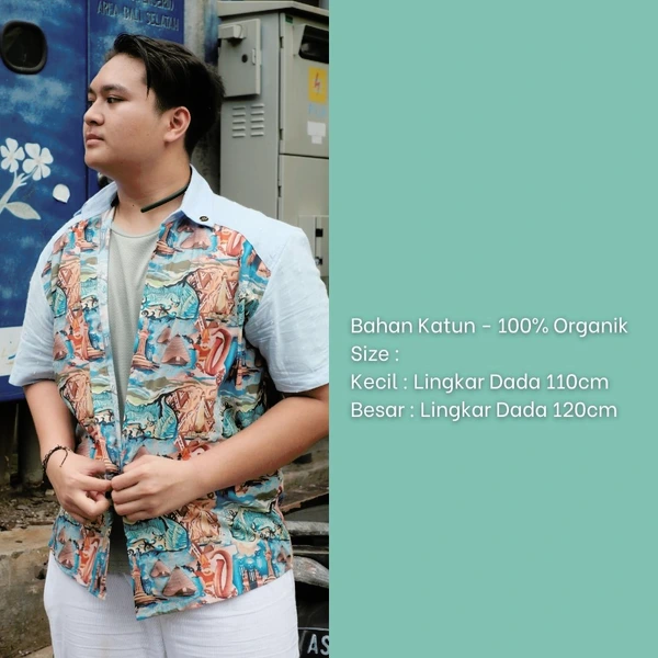 Kemeja Pria Katun Organik - Series Ruang Waktu (WITA) - Lengan Biru Muda