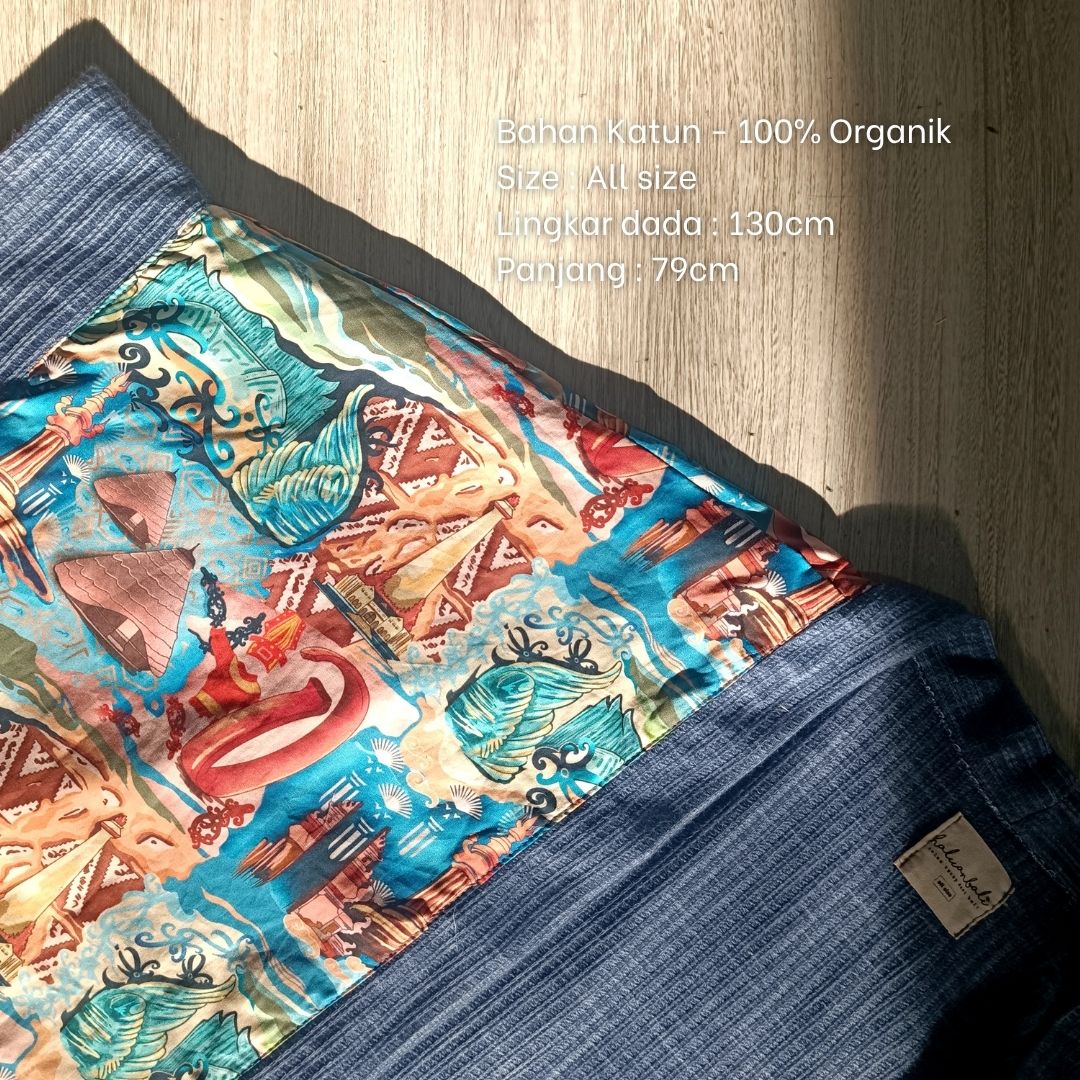 Outer Batwing Katun Organik - Series Ruang Waktu (WITA) - Warna Biru
