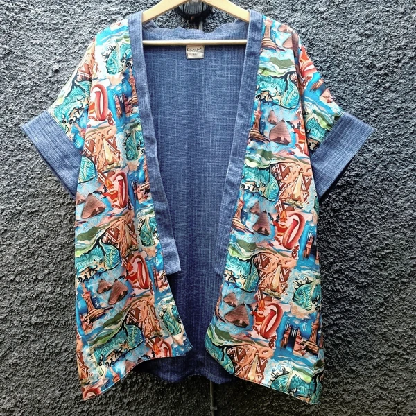 Outer Batwing Katun Organik - Series Ruang Waktu (WITA) - Warna Biru