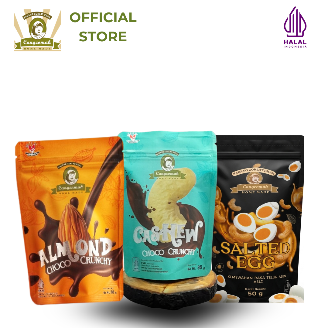 Souvenir Paket Hemat Cangcomak 3 in 1 Kacang Coklat Mete Coklat Almond Coklat Mede Salted Egg