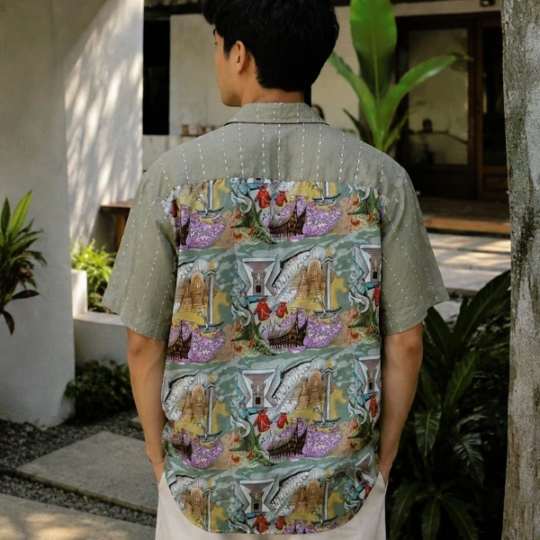 Kemeja Pria Kombinasi Tencel - Series Ruang Waktu - WIB (Waktu Indonesia Barat)
