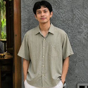 Kemeja Pria Kombinasi Tencel - Series Ruang Waktu - WIB (Waktu Indonesia Barat)