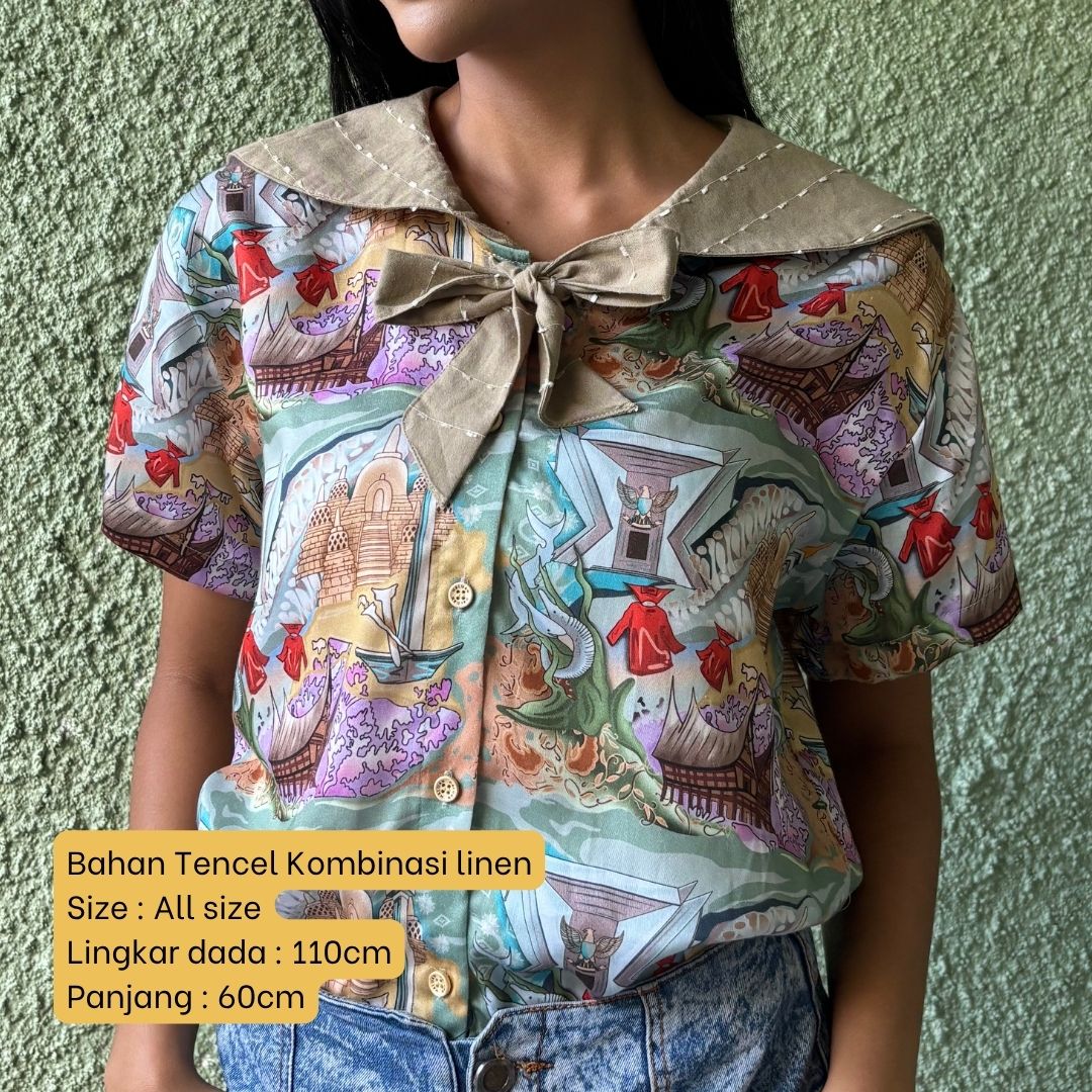 Kemeja Wanita Tencel - Series Ruang Waktu - WIB (Waktu Indonesia Barat)