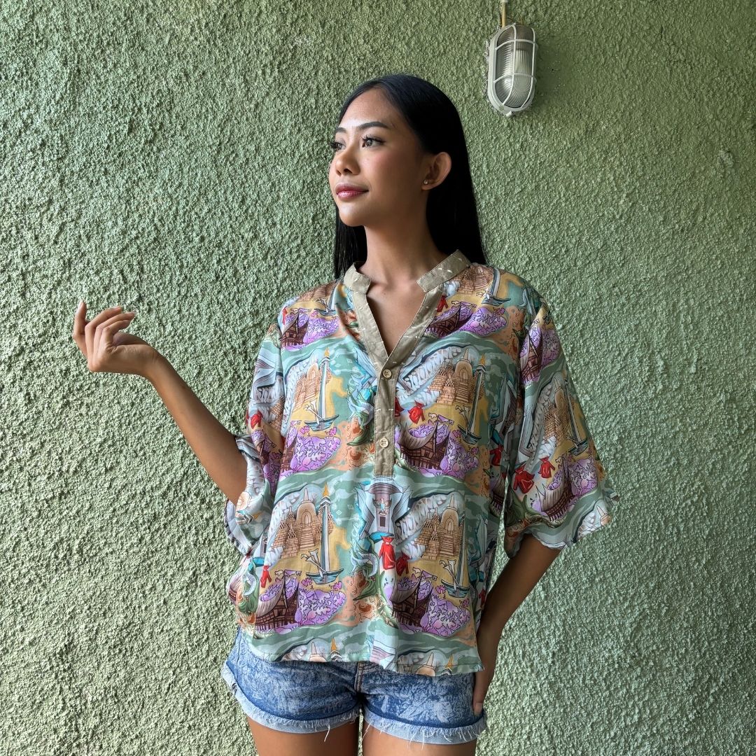 Blouse Kombinasi Tencel - Series Ruang Waktu - WIB (Waktu Indonesia Barat)