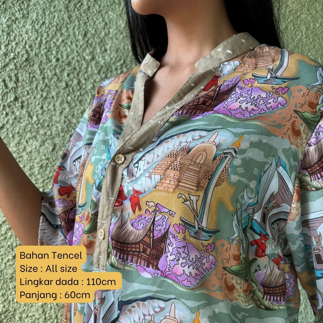 Blouse Kombinasi Tencel - Series Ruang Waktu - WIB (Waktu Indonesia Barat)