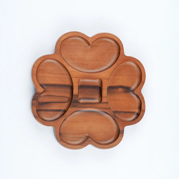 Wooden Plate CNC Semanggi Leaf