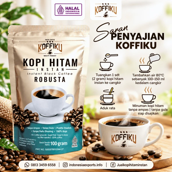 ROBUSTA 100 gram Spray Dried Instan Coffee / Kopi Hitam Tanpa Ampas