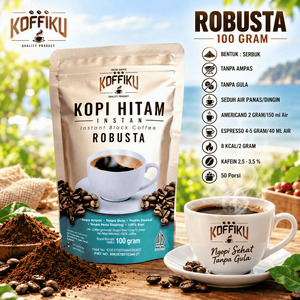 ROBUSTA 100 gram Spray Dried Instan Coffee / Kopi Hitam Tanpa Ampas