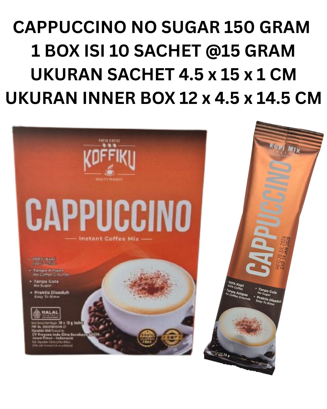 CAPPUCCINO No Sugar 150 gram / CAPPUCCINO Kopimix Tanpa Gula / Minuman Serbuk Kopi Susu (CAPPUCCINO)