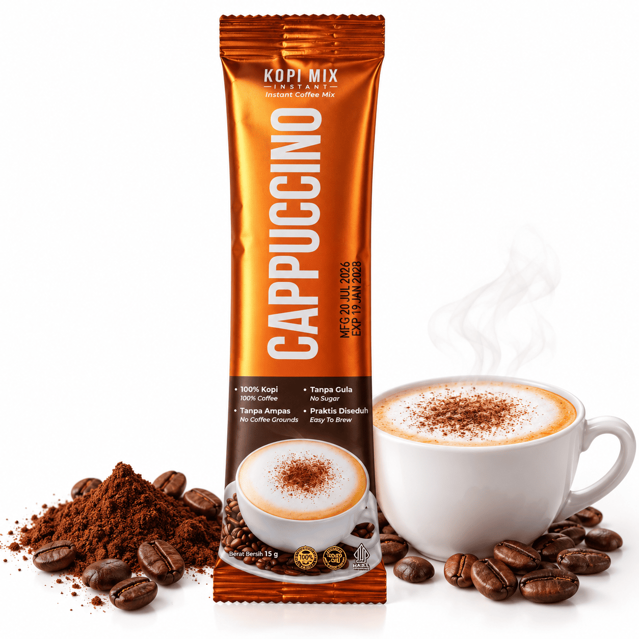 CAPPUCCINO No Sugar 150 gram / CAPPUCCINO Kopimix Tanpa Gula / Minuman Serbuk Kopi Susu (CAPPUCCINO)