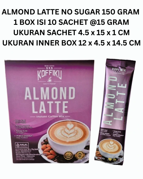 ALMOND LATTE No Sugar 150 gram / ALMOND LATTE Kopimix Tanpa Gula / Minuman Serbuk Kopi Krimer rasa Almond