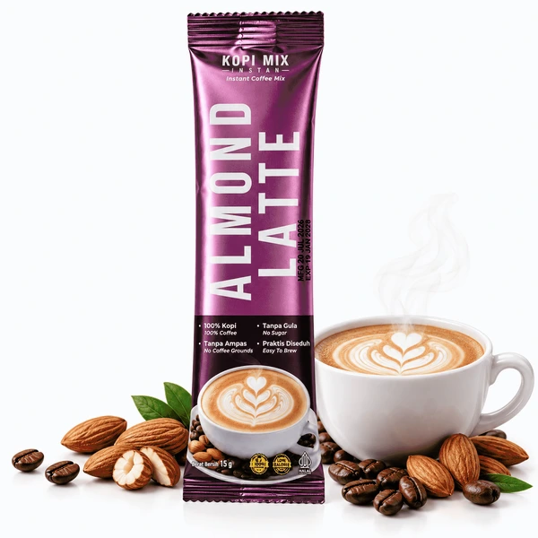 ALMOND LATTE No Sugar 150 gram / ALMOND LATTE Kopimix Tanpa Gula / Minuman Serbuk Kopi Krimer rasa Almond