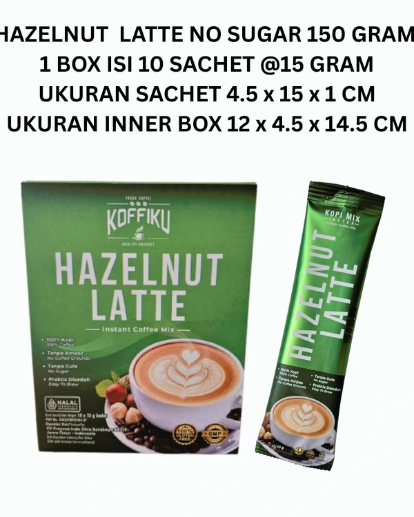 HAZELNUT LATTE No Sugar 150 gram / HAZELNUT LATTE Kopimix Tanpa Gula / Minuman Serbuk Kopi Krimer Rasa Hazelnut