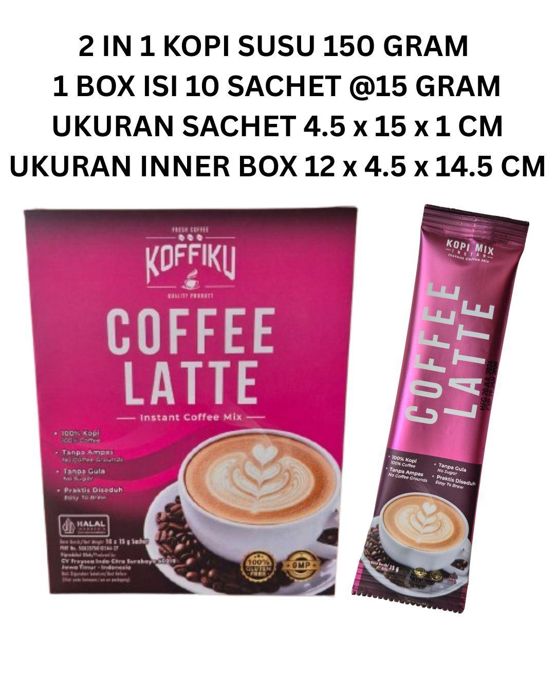 2 IN 1 KOPI SUSU (COFFEE LATTE) No Sugar 150 gram / 2 IN 1 KOPI SUSU COFFEE LATTE Kopimix Tanpa Gula / Minuman Serbuk Kopi Susu Krimer