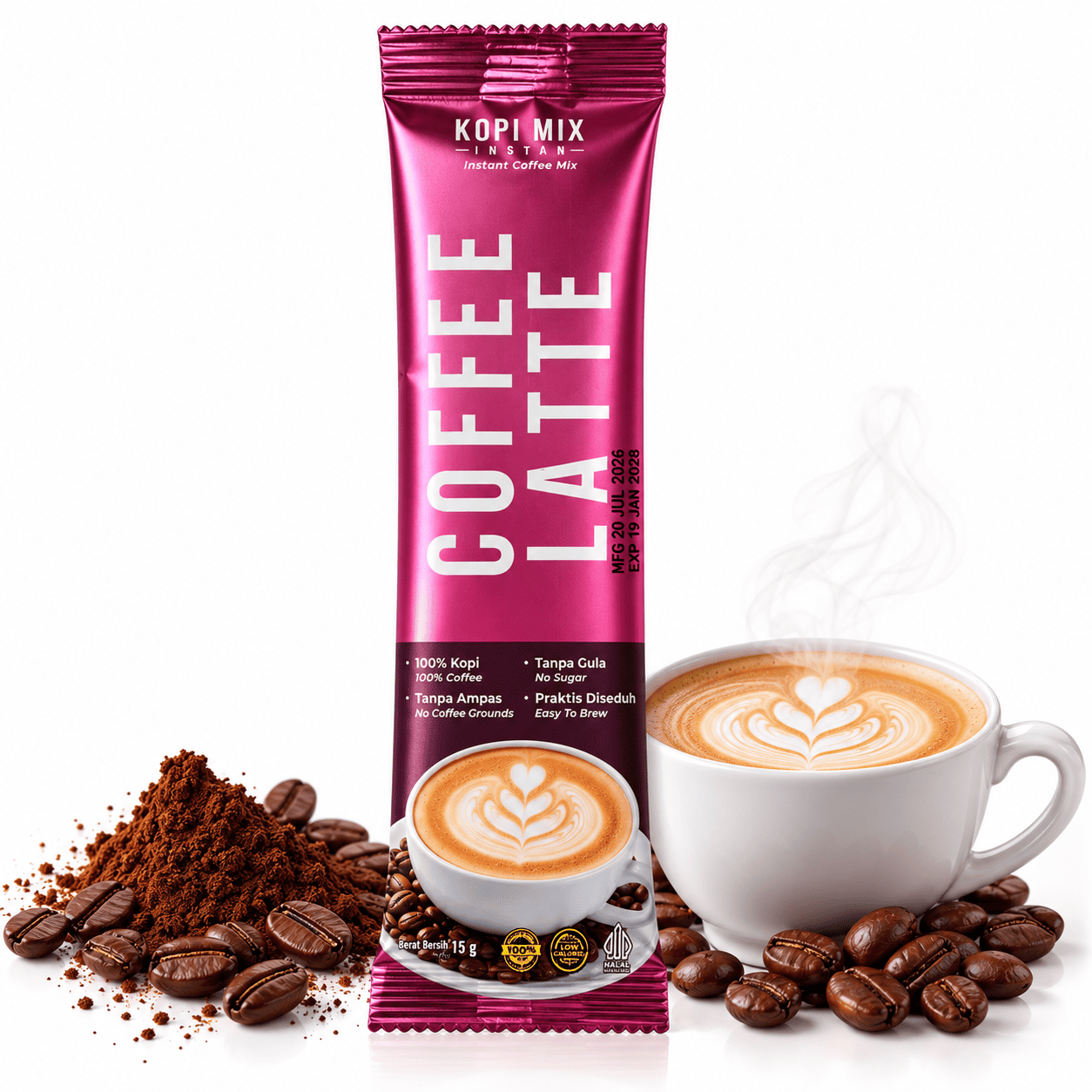 2 IN 1 KOPI SUSU (COFFEE LATTE) No Sugar 150 gram / 2 IN 1 KOPI SUSU COFFEE LATTE Kopimix Tanpa Gula / Minuman Serbuk Kopi Susu Krimer
