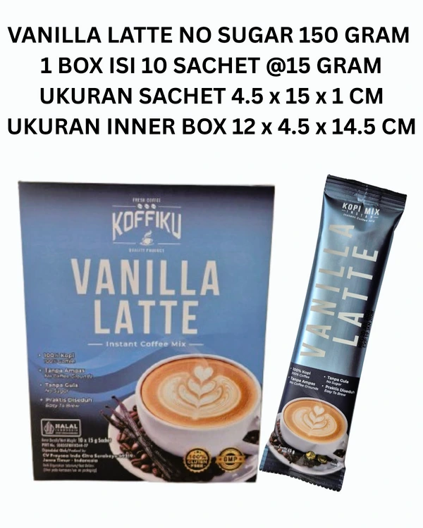VANILLA LATTE No Sugar 150 gram / VANILLA LATTE Kopimix Tanpa Gula / Minuman Serbuk Kopi Susu (Vanilla)