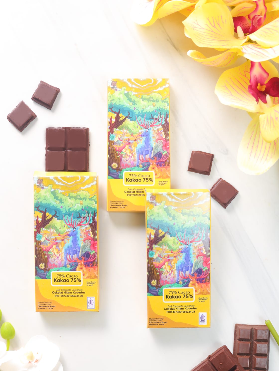 Chocolate Bar Couverture 75% Dark Chocolate Premium Cokelat Batangan 30 gram - Chocoletters