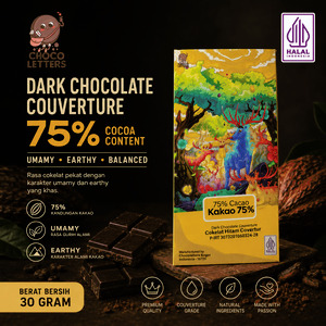 Chocolate Bar Couverture 75% Dark Chocolate Premium Cokelat Batangan 30 gram - Chocoletters