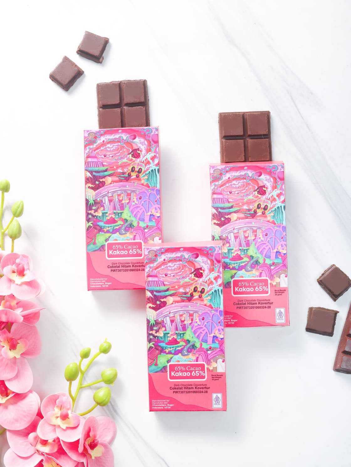 Chocoletters Chocolate Bar Couverture 65% Dark Chocolate Premium Cokelat Batangan 30 gram