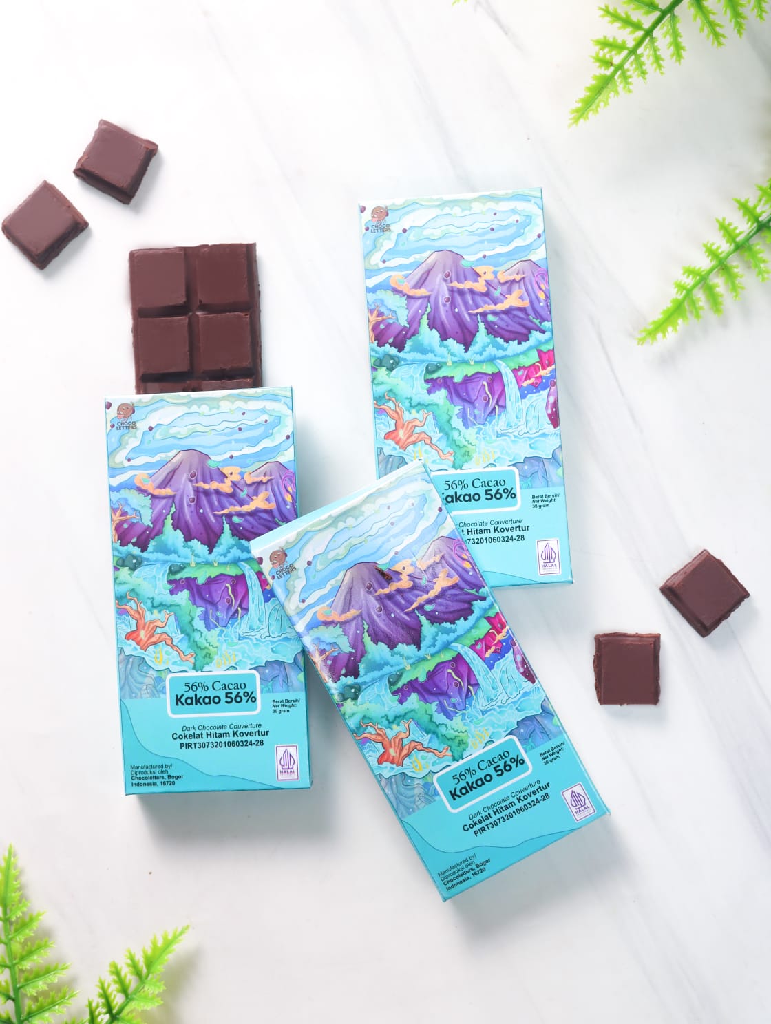 Choco Letters Dark Chocolate Couverture 56% Cacao Kakao 30 Gram Halal