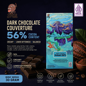 Choco Letters Dark Chocolate Couverture 56% Cacao Kakao 30 Gram Halal
