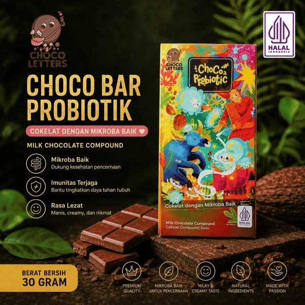 Chocoletters Chocolate Bar Probiotik Milk Chocolate Premium