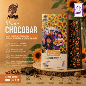 Chocoletters Chocobar Dark Chocolate Gojiberry Apricot Walnut Cokelat Hitam Buah Kering Kacang Walnut