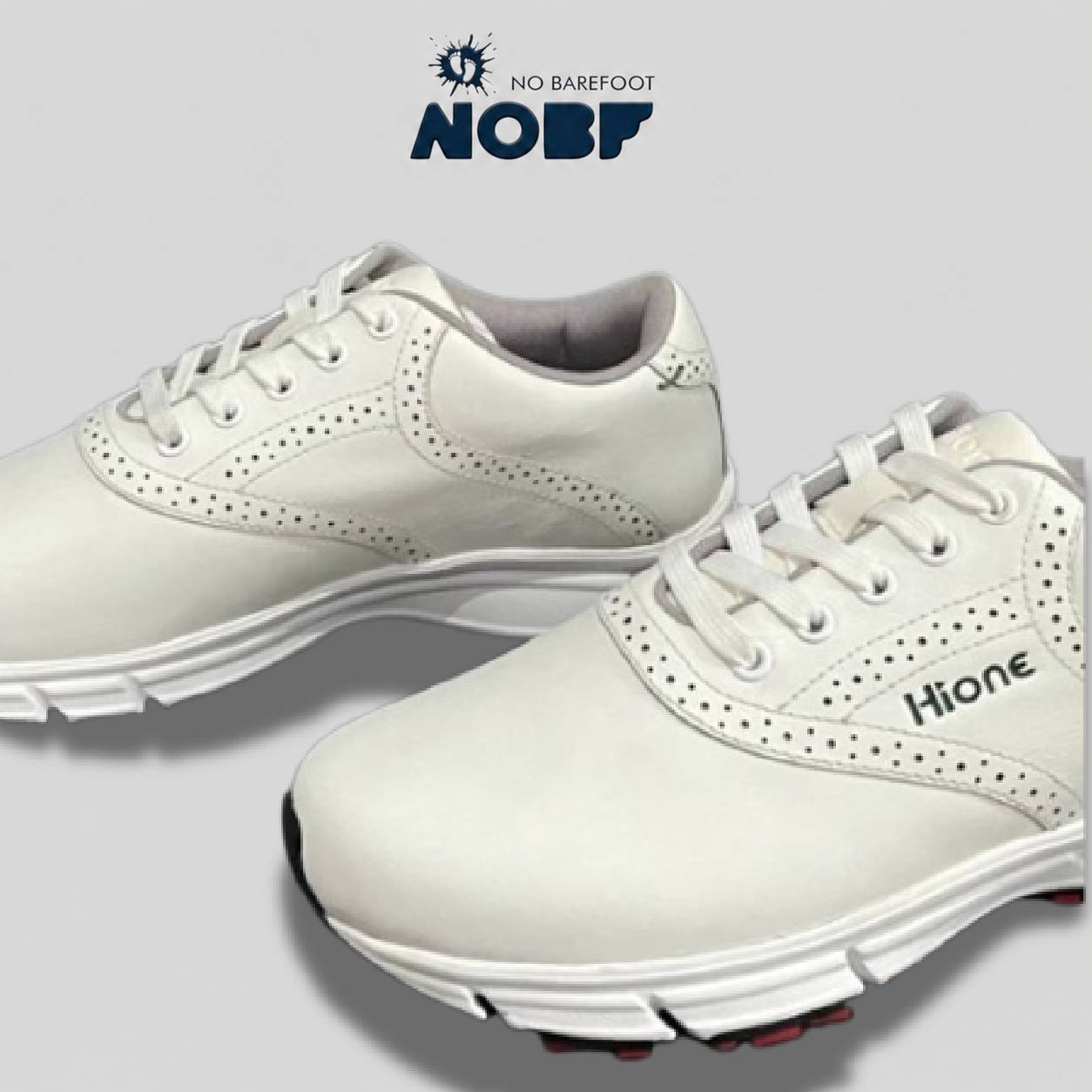 HIONE Sepatu Golf M243 White/Navy Full Kulit Asli Empuk Stylish untuk Aktivitas Golf