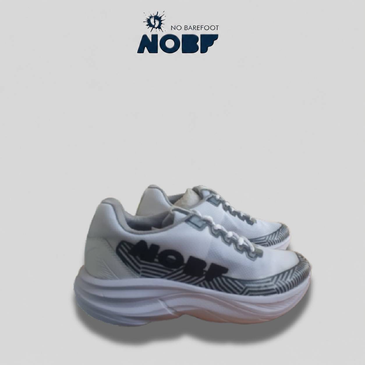 Sepatu Lari NOBF R004 Original White – Ringan, Empuk, Breathable ,Anti Slip