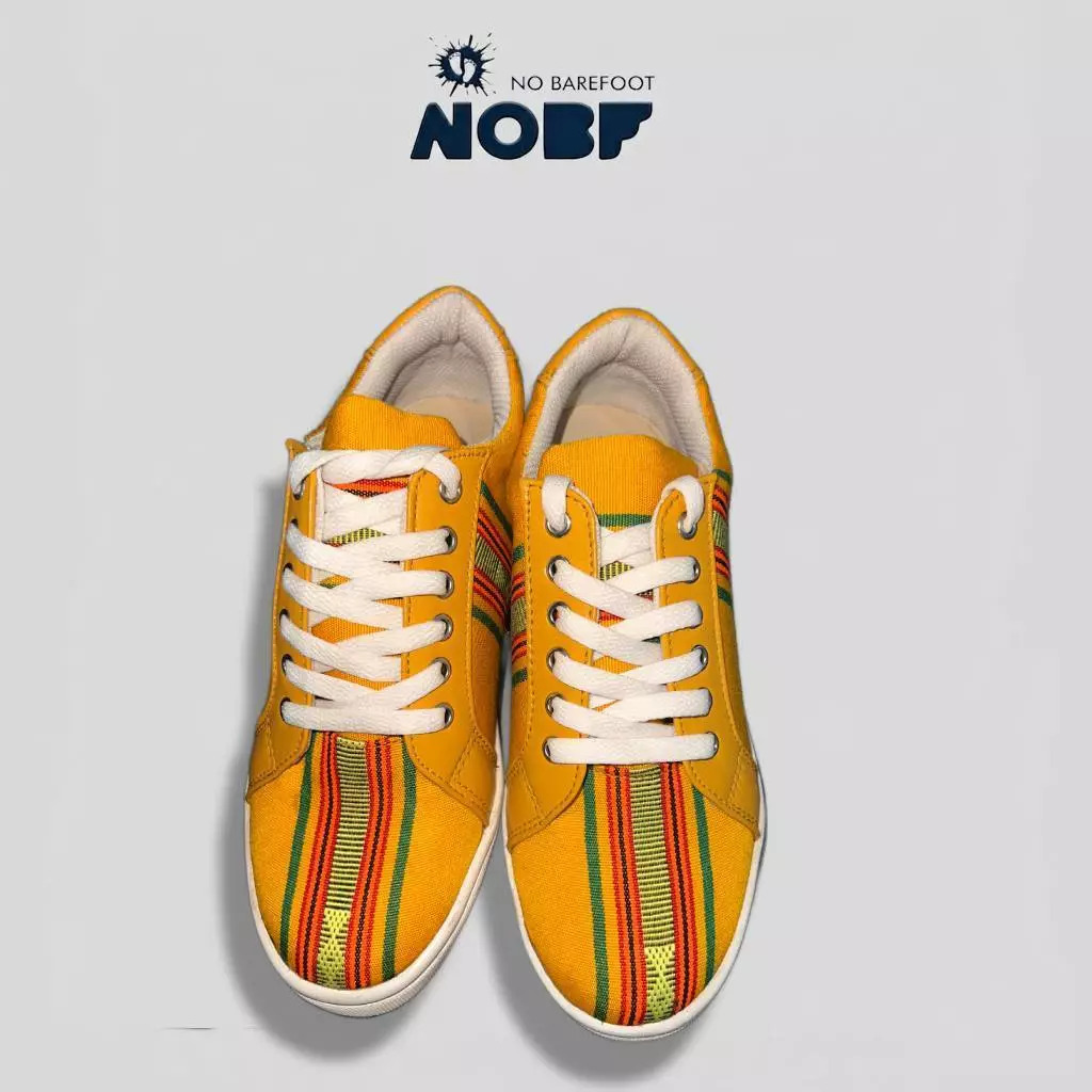 Sepatu Wanita Amber Heritage – Orange Motif | Knitted Textile Breathable | Ringan & Stylish