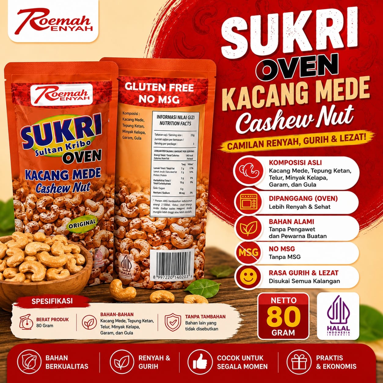Roemah Rempah Sukri Kacang Mede 80gr