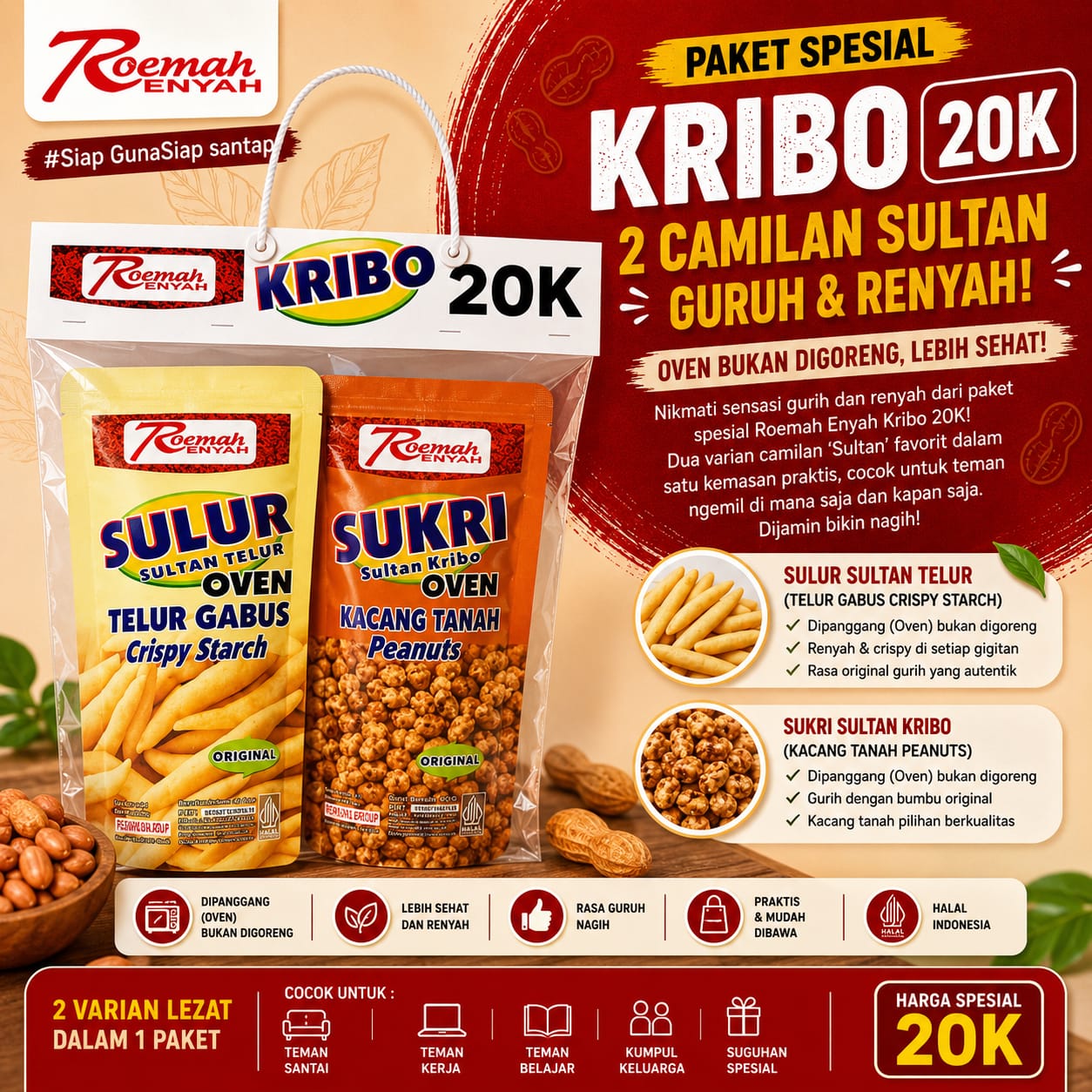 Roemah Rempah Duo Sultan Kribo | Telur Gabus Oven & Kacang Tanah Crispy Halal