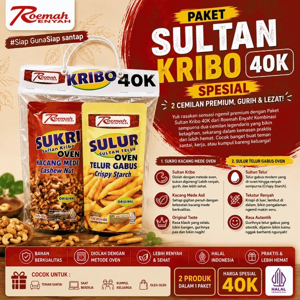 Roemah Renyah Paket Sultan Kribo 40K | Kacang Mede Oven & Telur Gabus Renyah