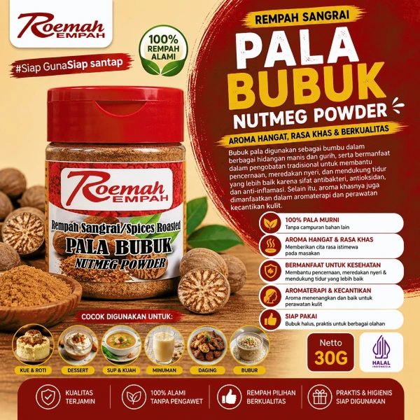 Roemah Rempah Pala Bubuk Nutmeg Powder 30 Gram | Rempah Alami Bumbu Masakan Premium
