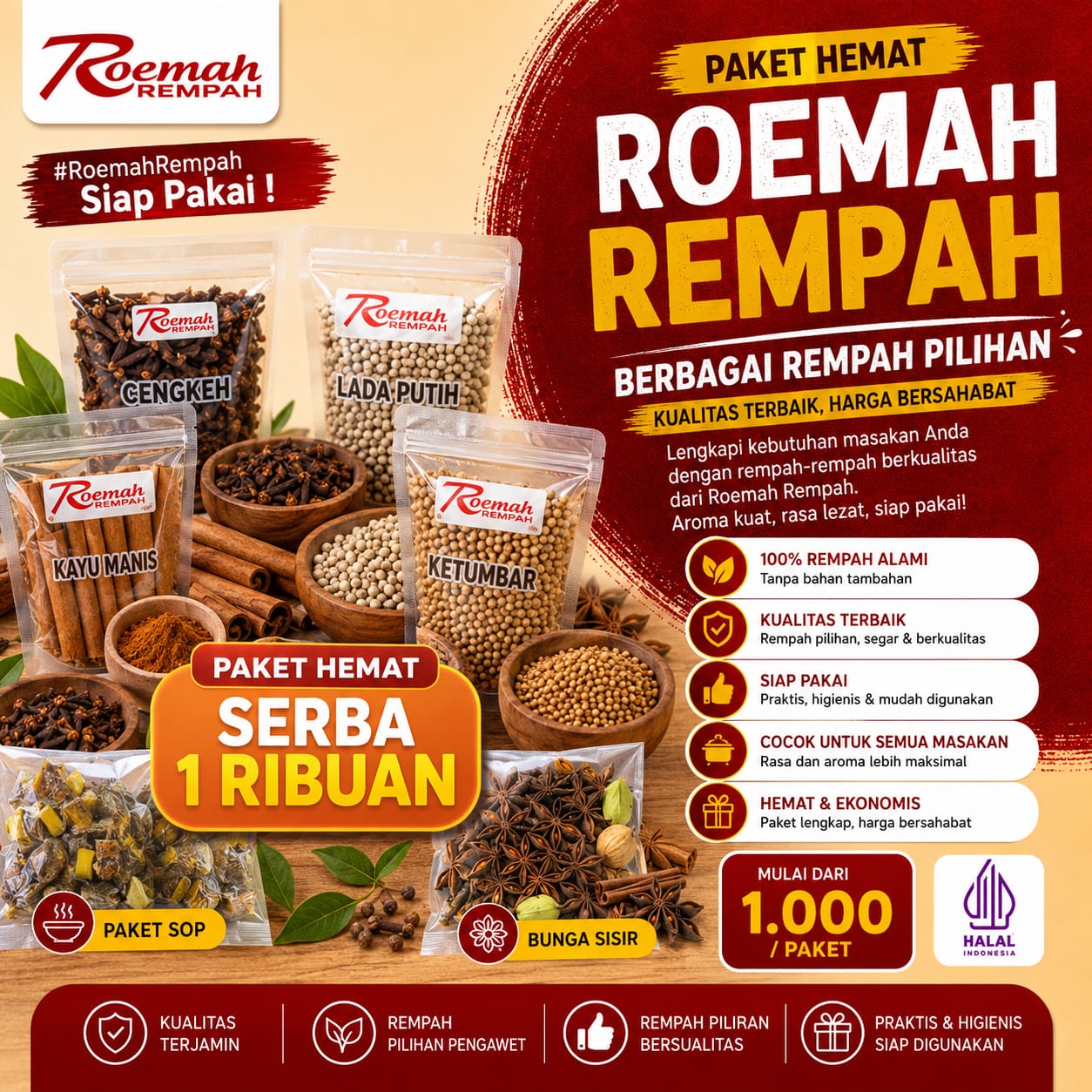 Roemah Rempah Aneka Bumbu Dapur Lengkap | Rempah Masakan Premium Halal
