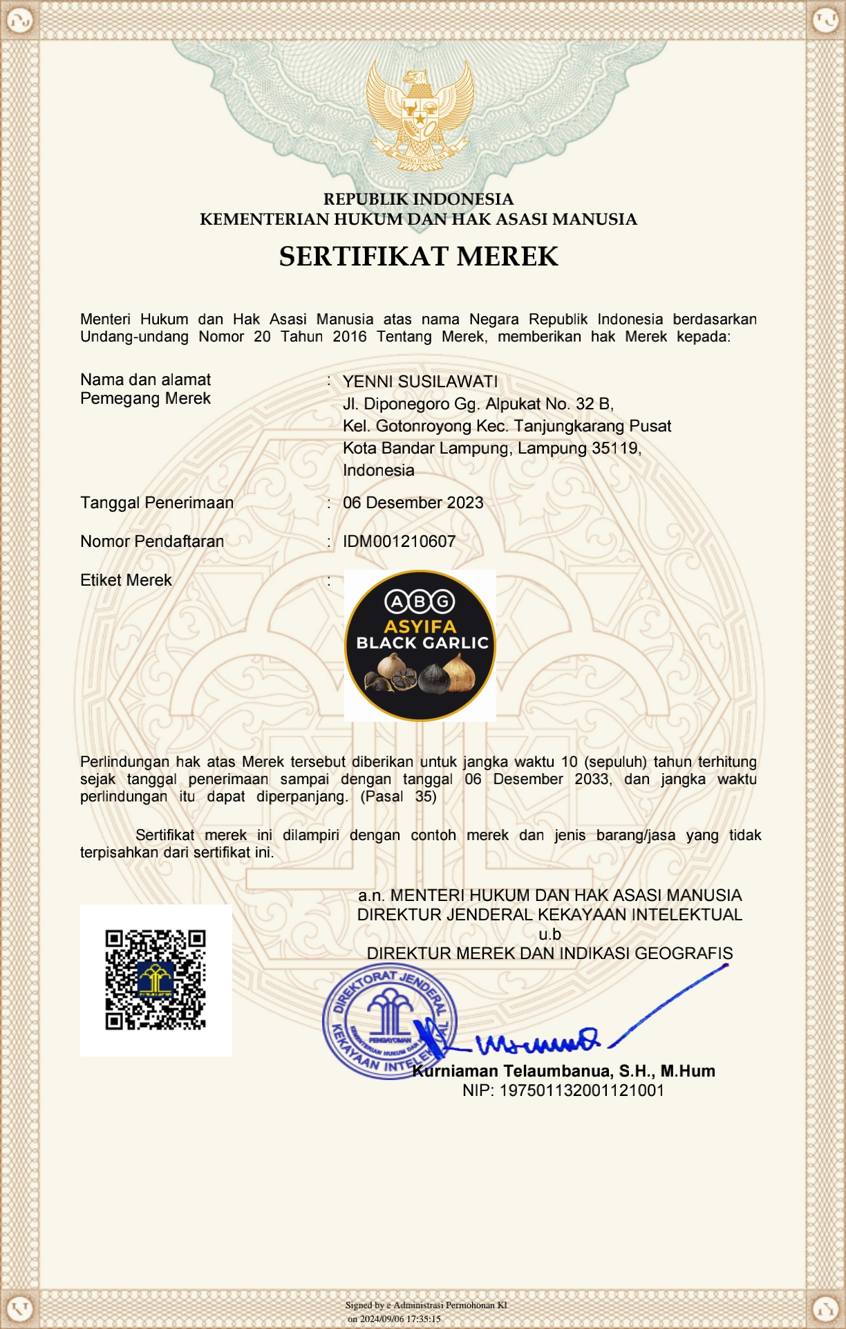 ASYIFA BLACK GARLIC TUNGGAL 250 GRAM