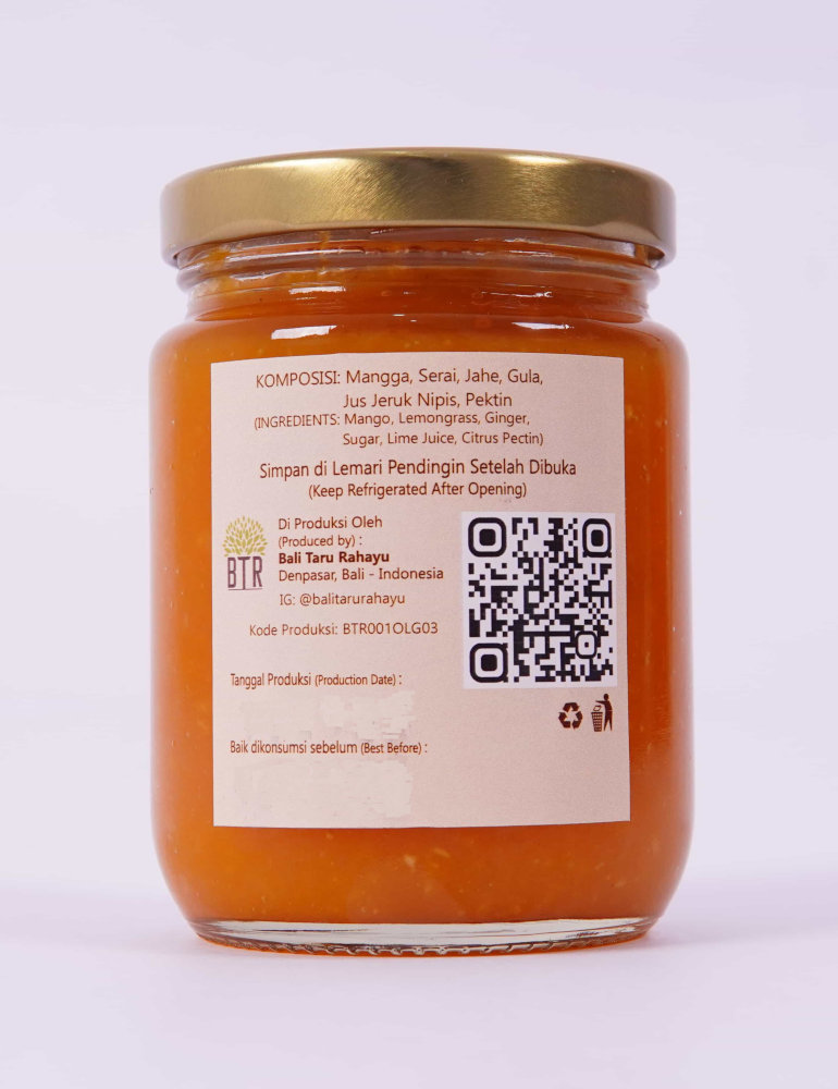 BTR Mango Lemongrass with Ginger Jam 280 gram